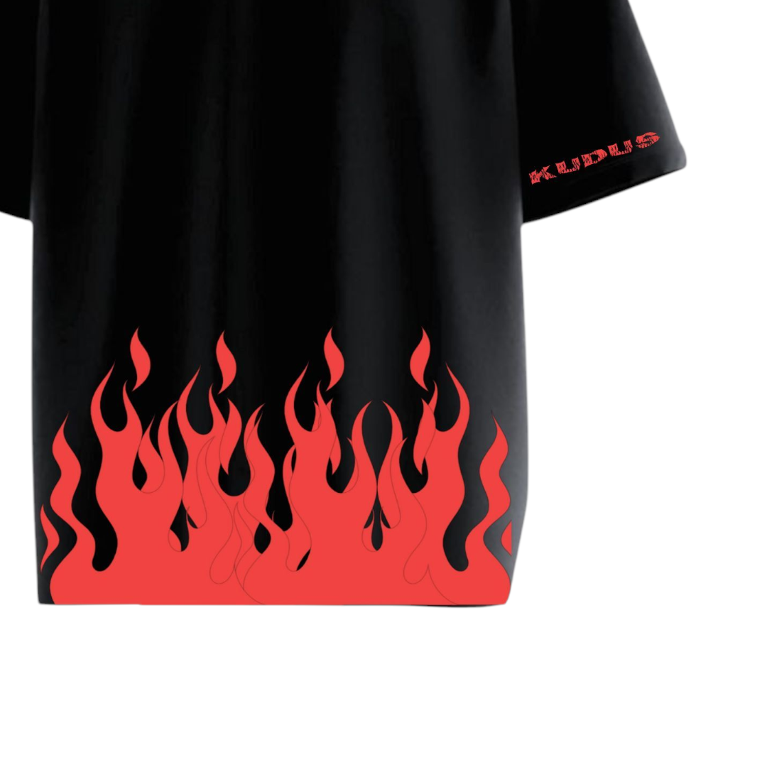 NEVER EASY FLAME HEAVY WEIGHT Oversized T-shirt