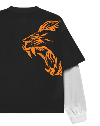 LION SCRATCH B&W Long Sleeve Heavy Weight T-shirt