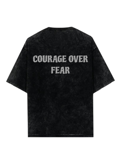 COURAGE OVER FEAR Acid Wash Ultrasoft Oversized T-shirt