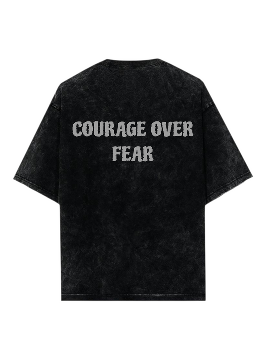 COURAGE OVER FEAR Acid Wash Ultrasoft Oversized T-shirt