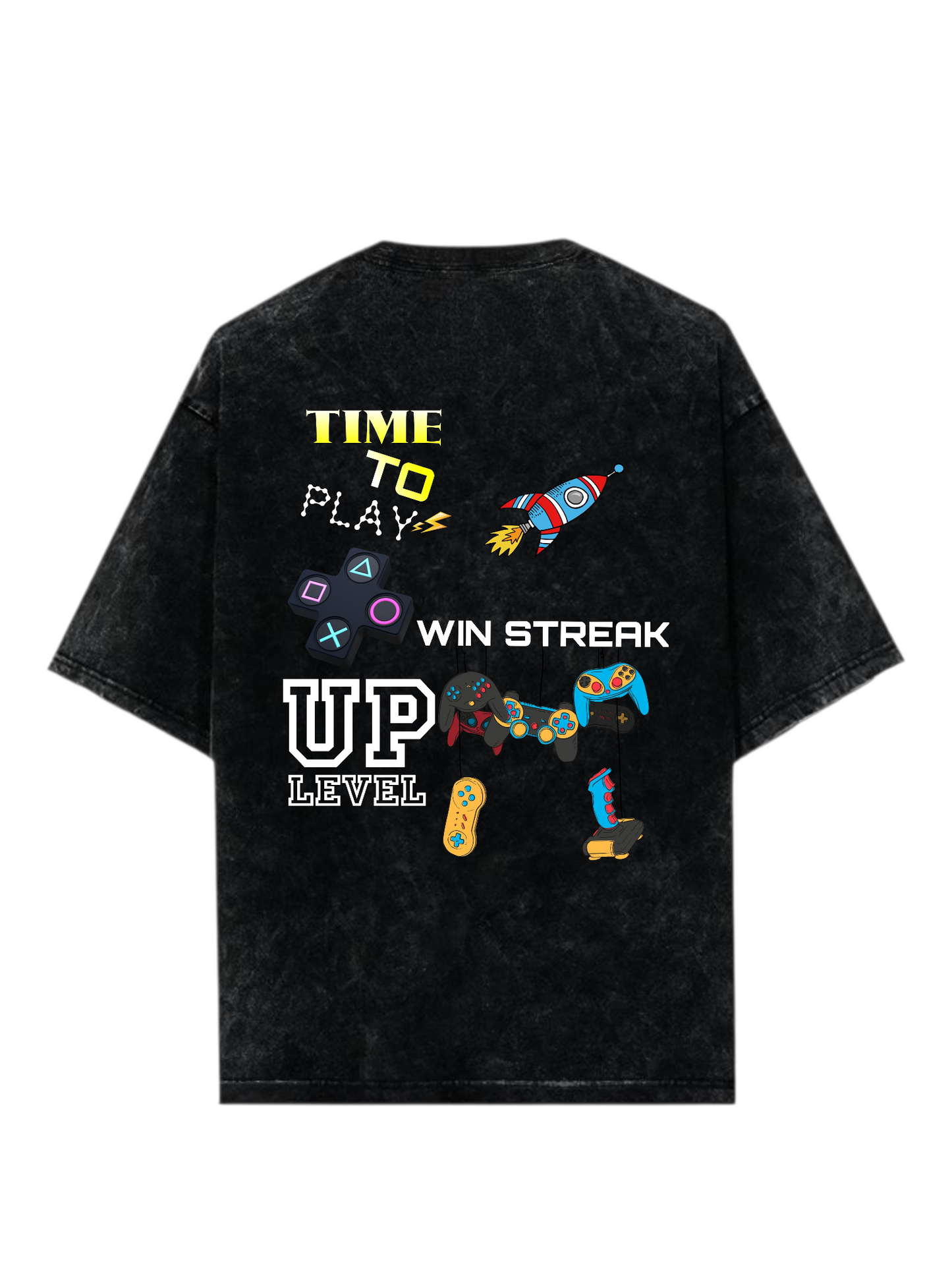 LEVEL UP Acid Wash Ultrasoft Oversized T-shirt