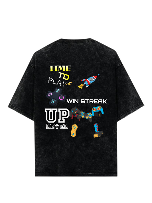 LEVEL UP Acid Wash Ultrasoft Oversized T-shirt
