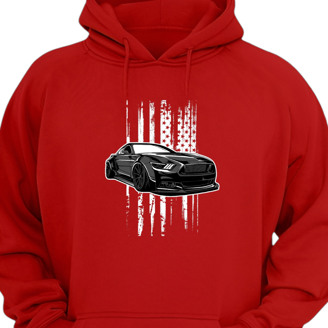 Car Printed Red Hoodie