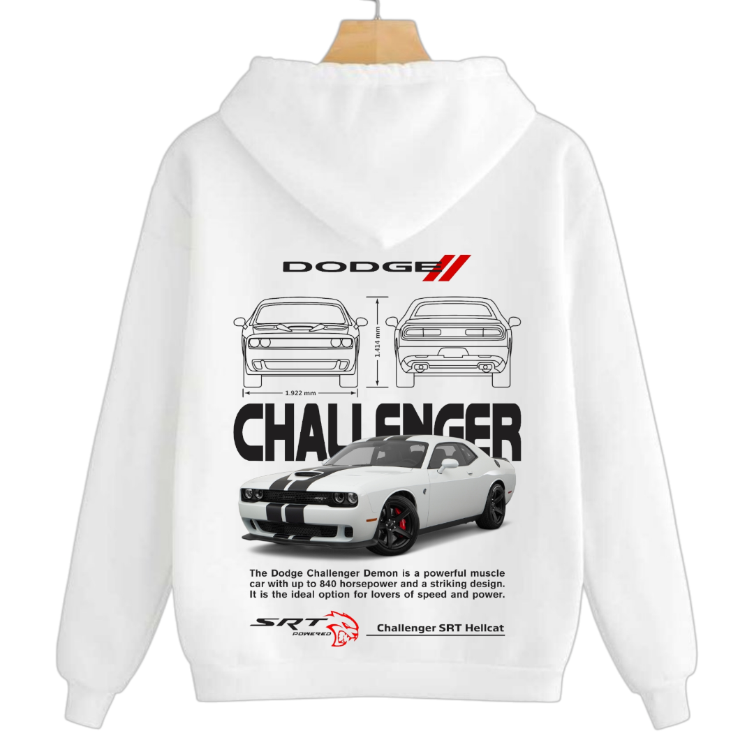 Dodge Challenger SRT White Hoodie