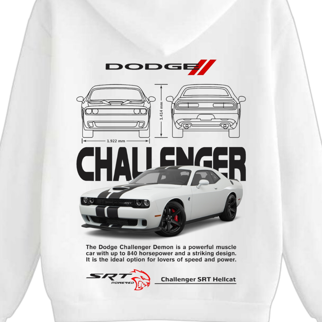 Dodge Challenger SRT White Hoodie