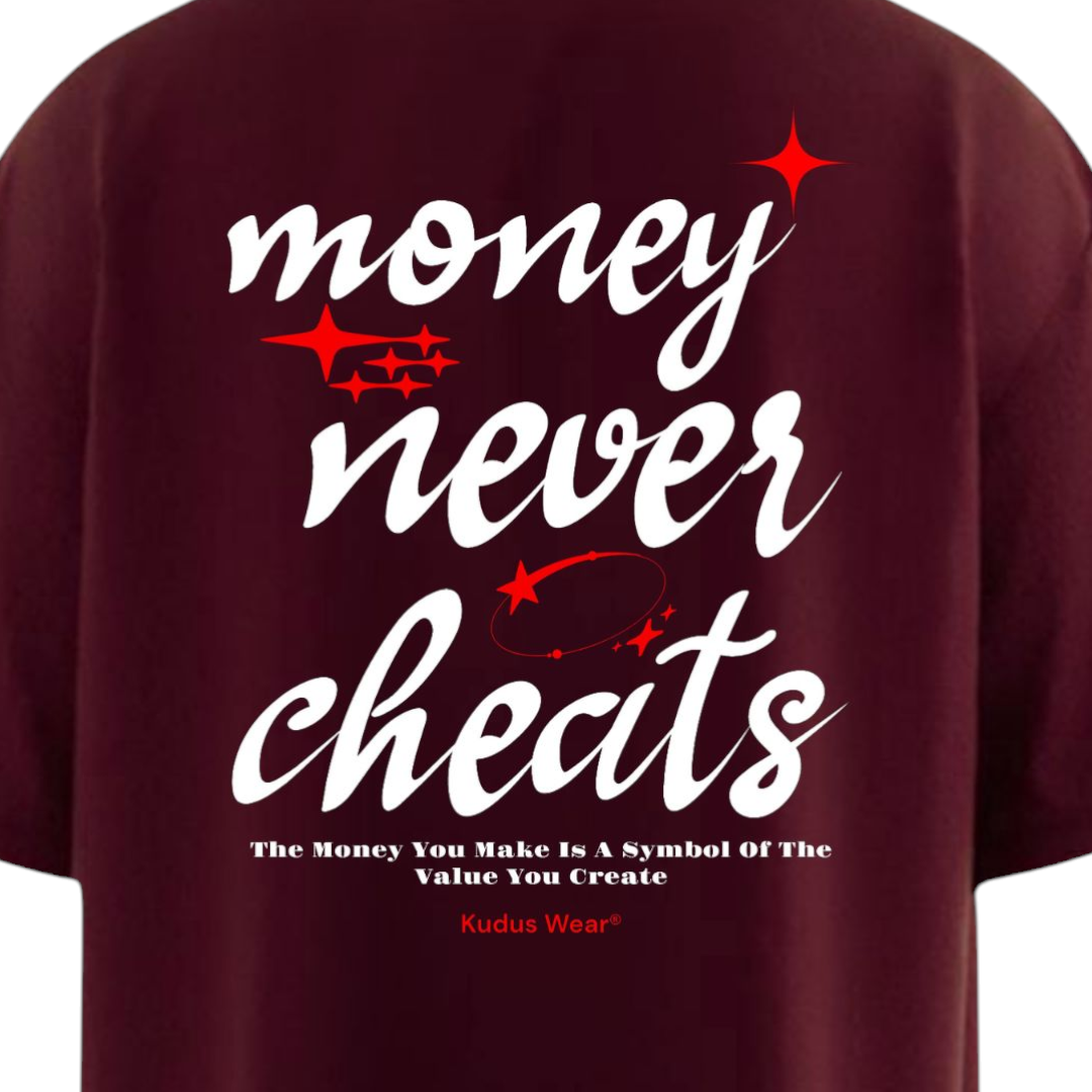Moody Maroon Oversized T-shirt // Money Never Cheats