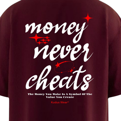 Moody Maroon Oversized T-shirt // Money Never Cheats