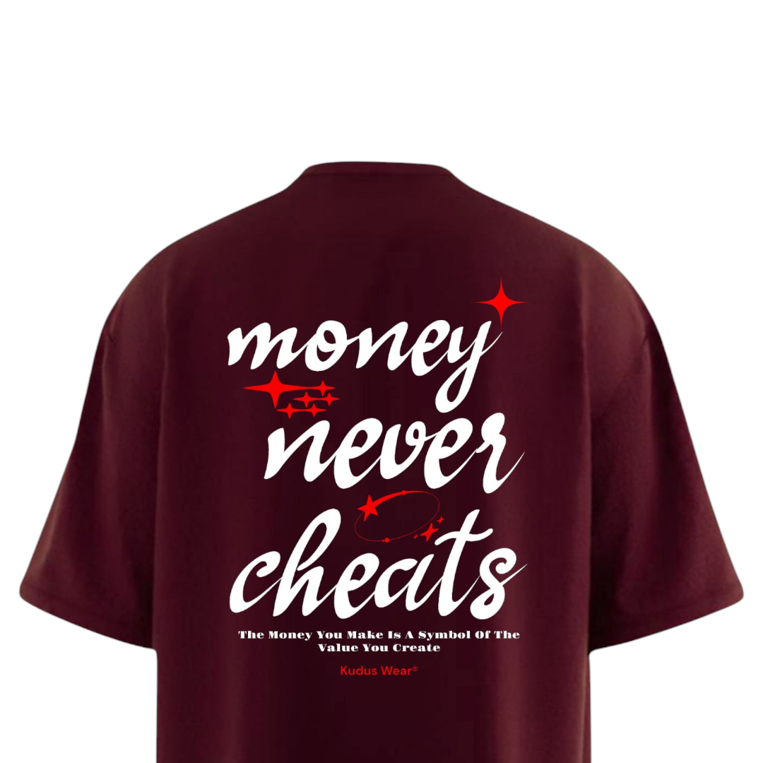 Moody Maroon Oversized T-shirt // Money Never Cheats