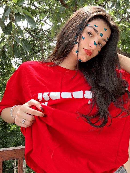 It's Time To Cuddle Red Heavy Weight Oversized T-shirt
