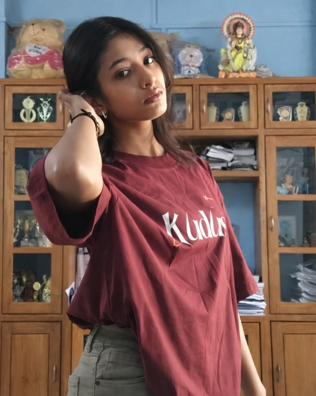 Moody Maroon Light Weight Oversized T-shirt // Money Never Cheats