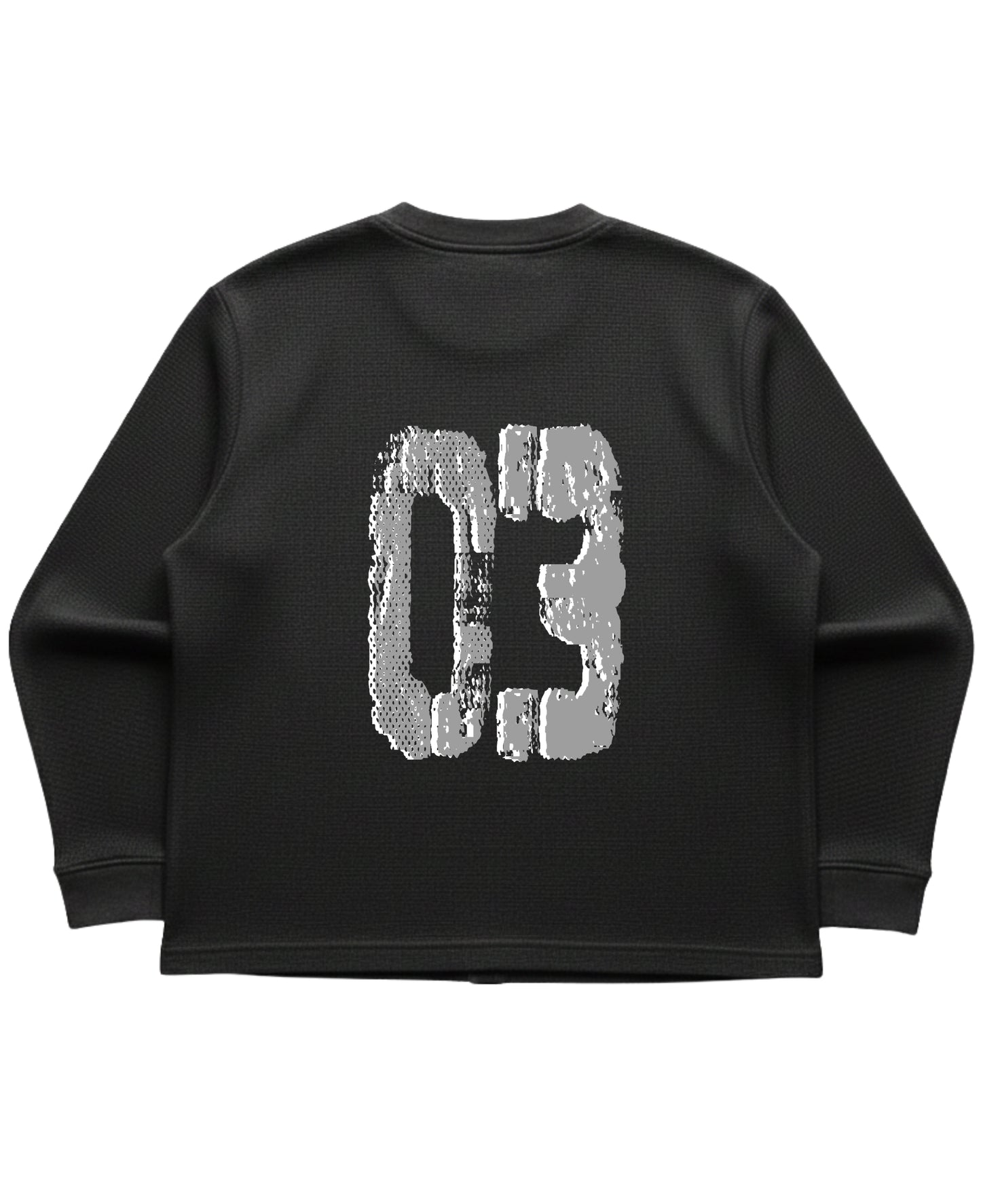 Black waffle knit oversized full-sleeve Back Design