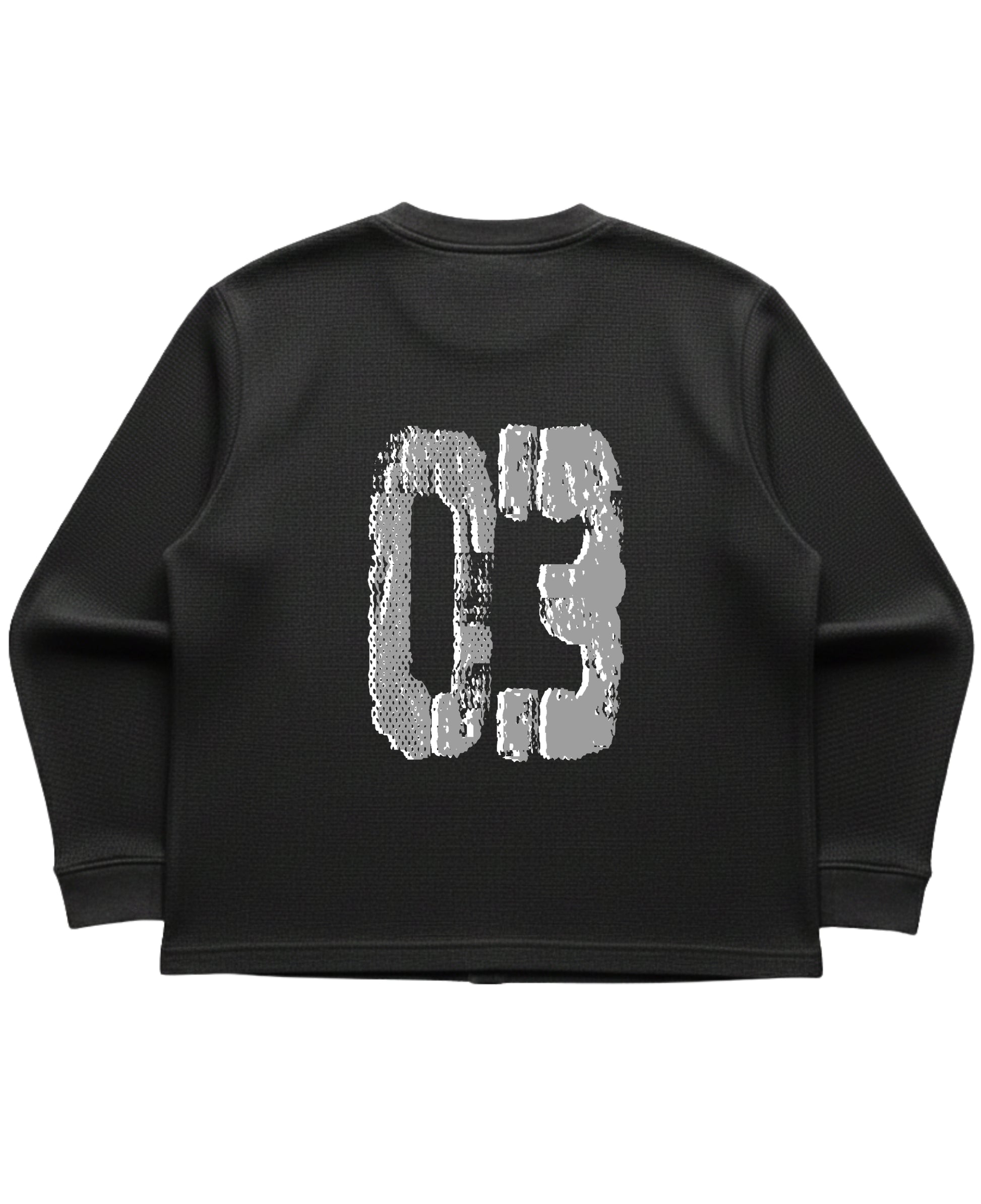 Black waffle knit oversized full-sleeve Back Design
