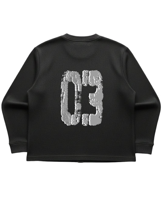 Black waffle knit oversized full-sleeve Back Design