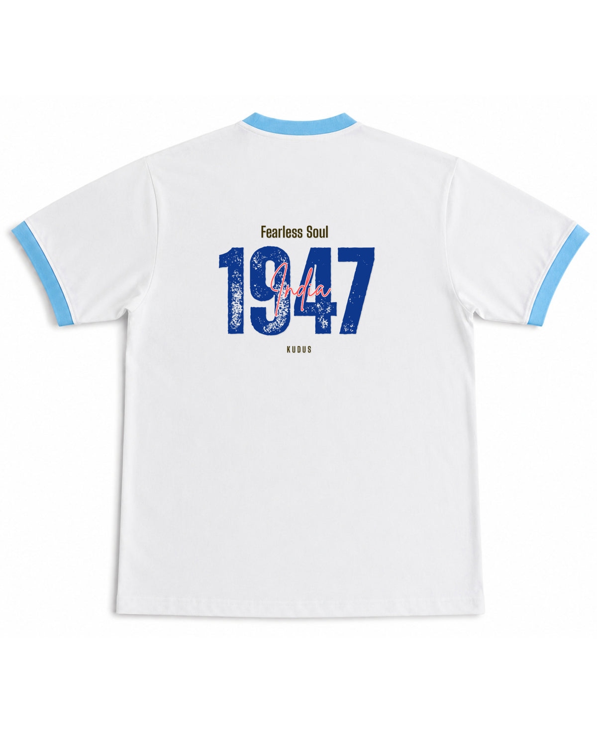 White & Sky Blue Ringer tee Back Design