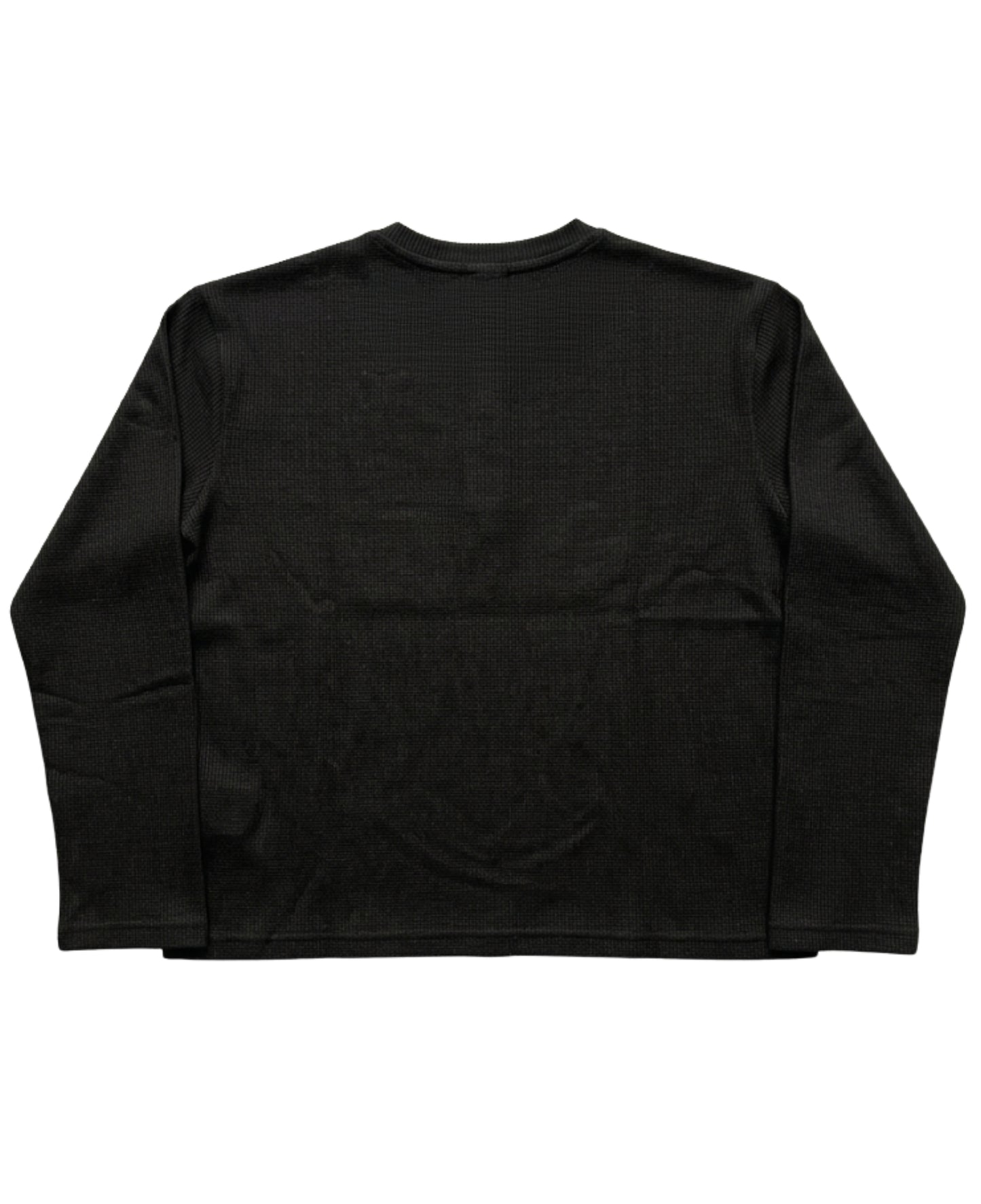 Black Henley waffle knit Back Design
