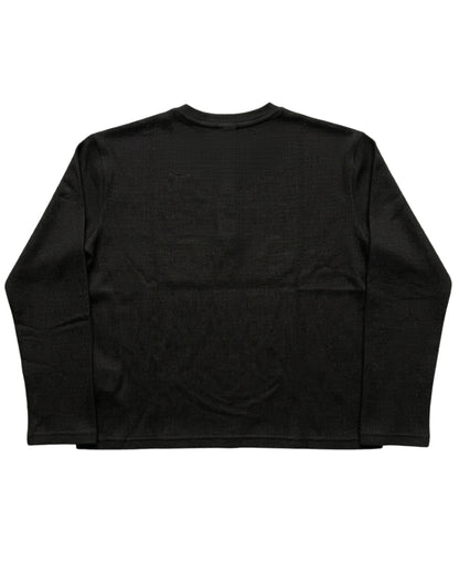 Black Henley waffle knit Back Design