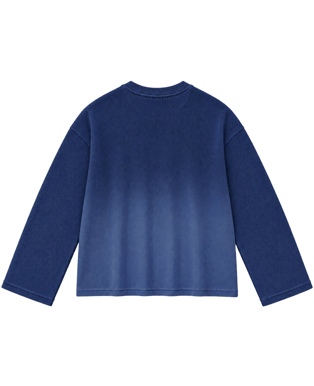 Blue Ombré Waffle Knit Oversized Full-Sleeve Back Design