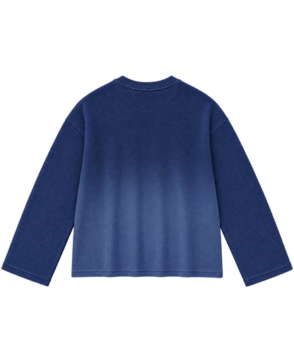 Blue Ombré Waffle Knit Oversized Full-Sleeve Back Design