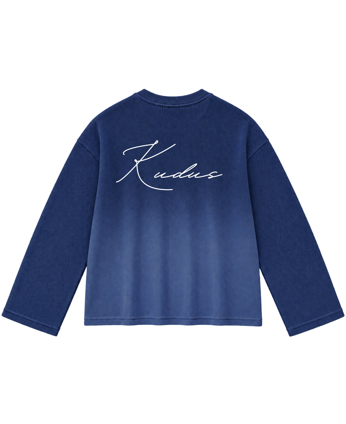 Blue Ombré Waffle Knit Oversized Full-Sleeve Back Design