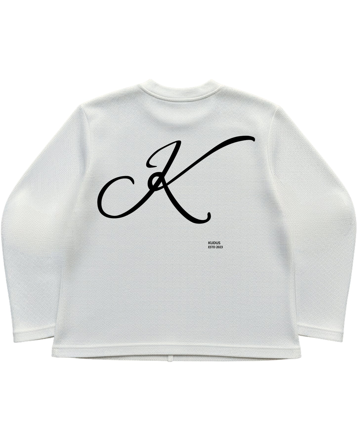 Off-white waffle knit oversized full-sleeve Back Design