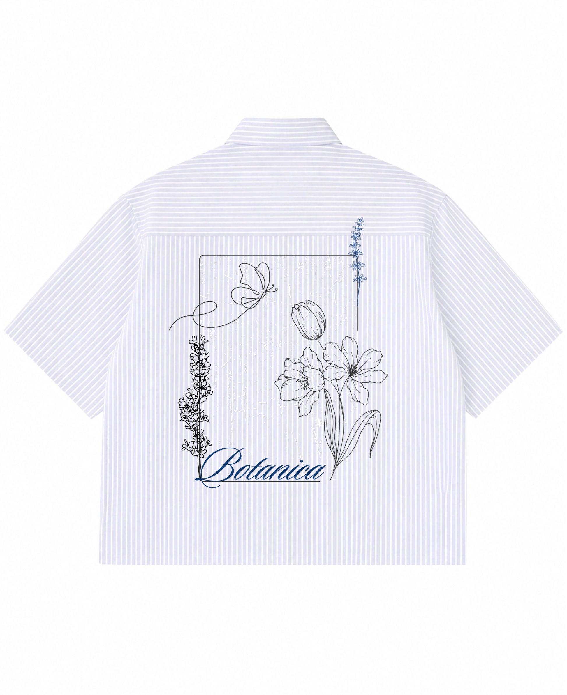 Blue Striped Oxford Boxy Shirt Back Design