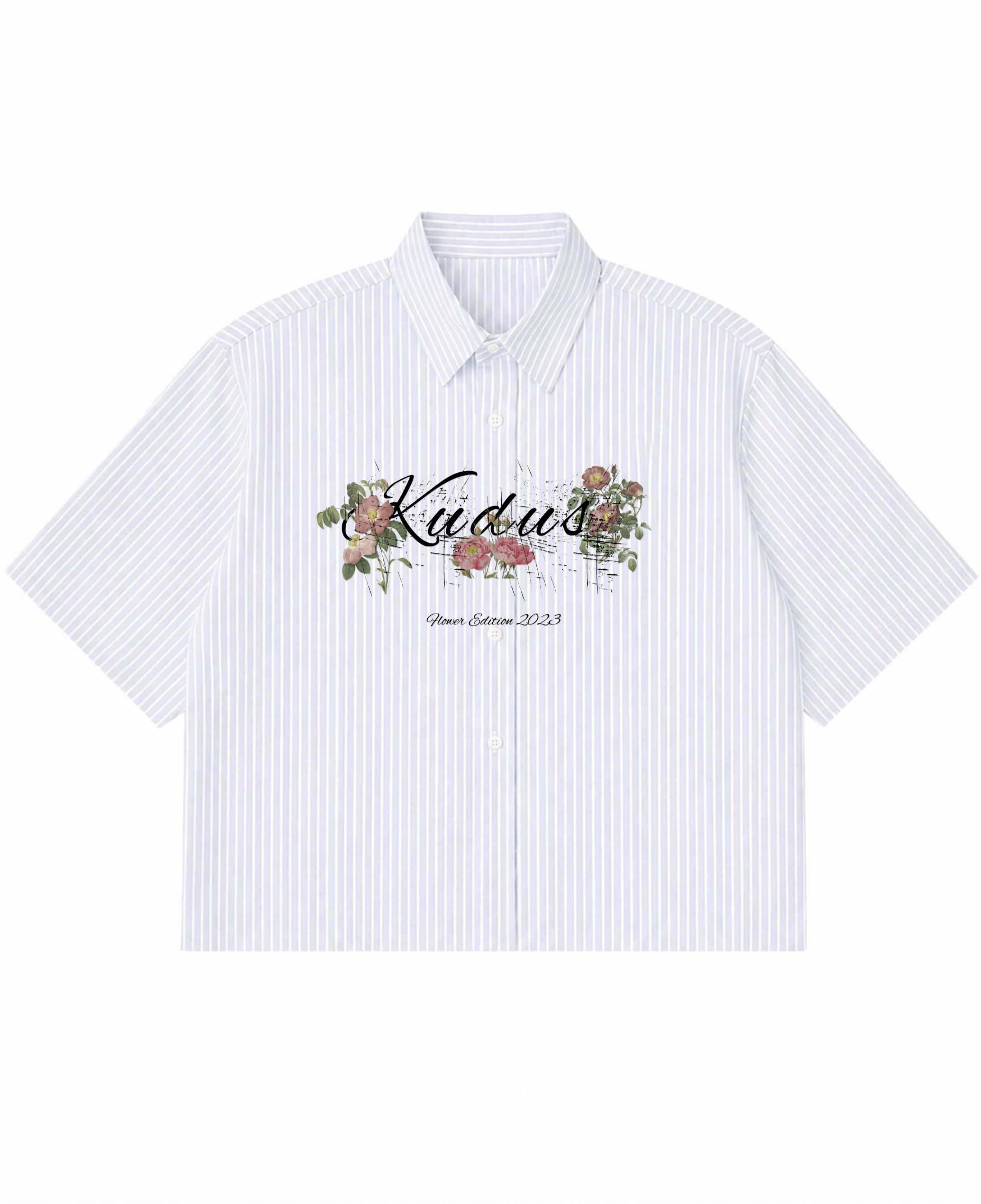 Blue Striped Oxford Boxy Shirt Front Design