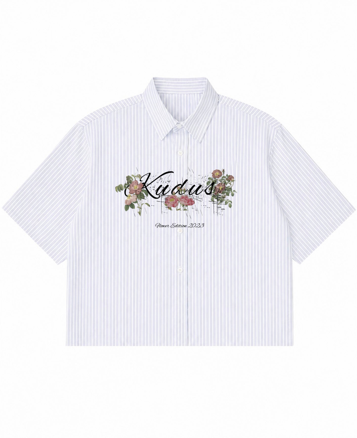 Blue Striped Oxford Boxy Shirt Front Design