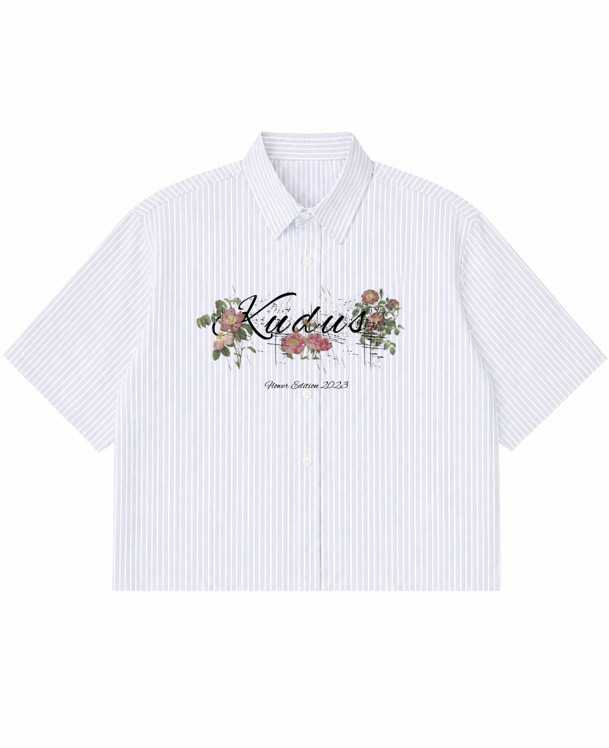 Blue Striped Oxford Boxy Shirt Front Design