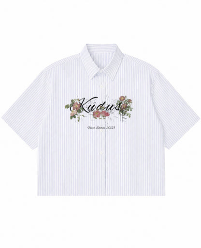 Blue Striped Oxford Boxy Shirt Front Design