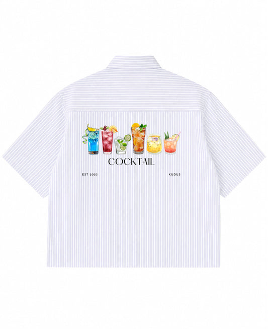 Blue Striped Oxford Boxy Shirt Back Design