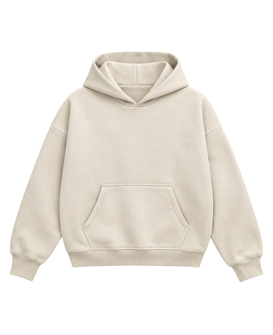 Cream Boxy Hoodie Front Design