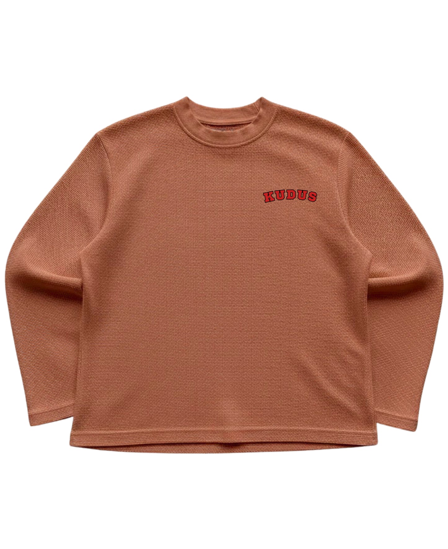 Brown waffle knit oversized full-sleeve Front Design