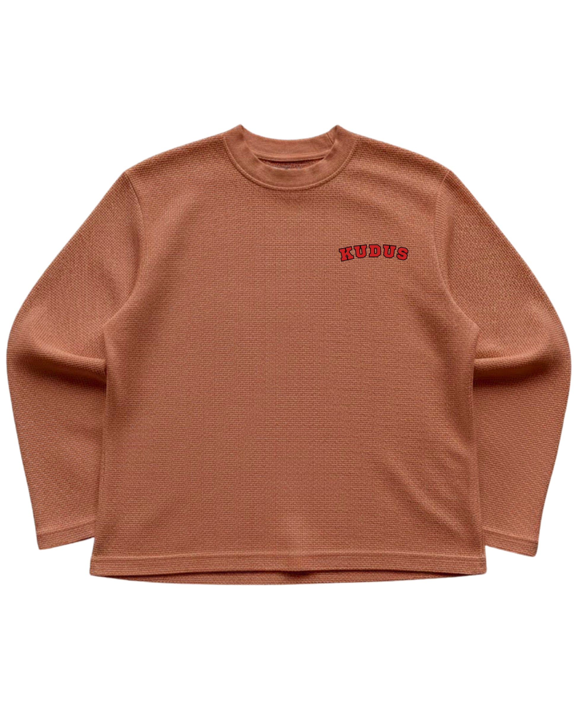 Brown waffle knit oversized full-sleeve Front Design