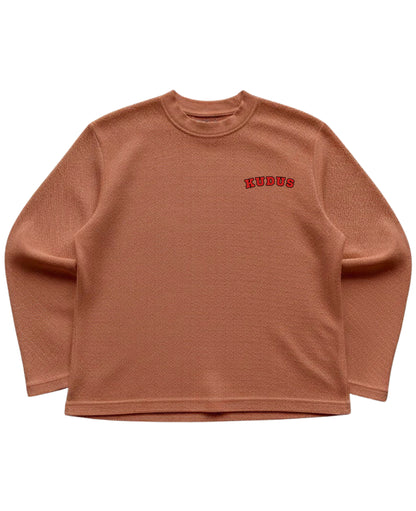 Brown waffle knit oversized full-sleeve Front Design
