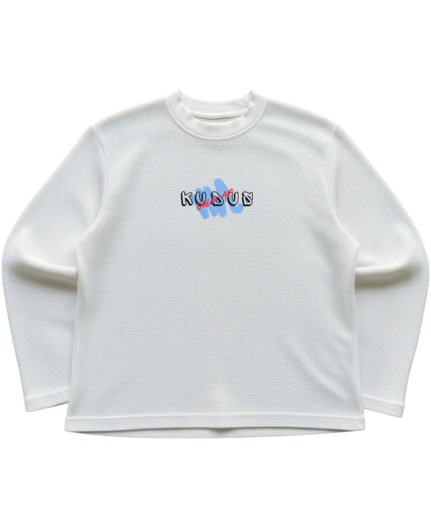 Off-white waffle knit oversized full-sleeve Front Design