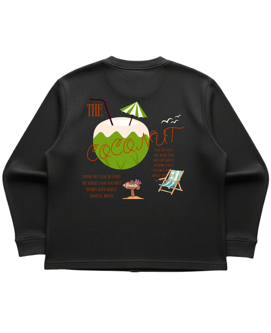 Black waffle knit oversized full-sleeve Back Design