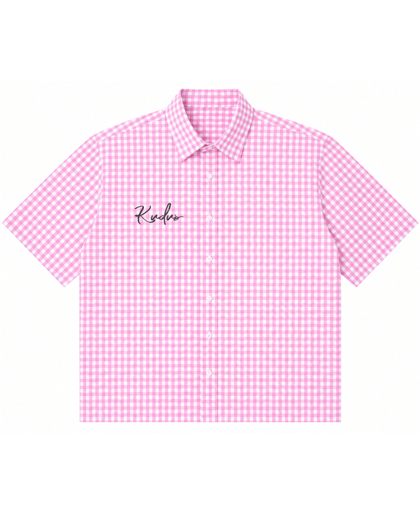 Pink Gingham Oxford Boxy Shirt Front Design