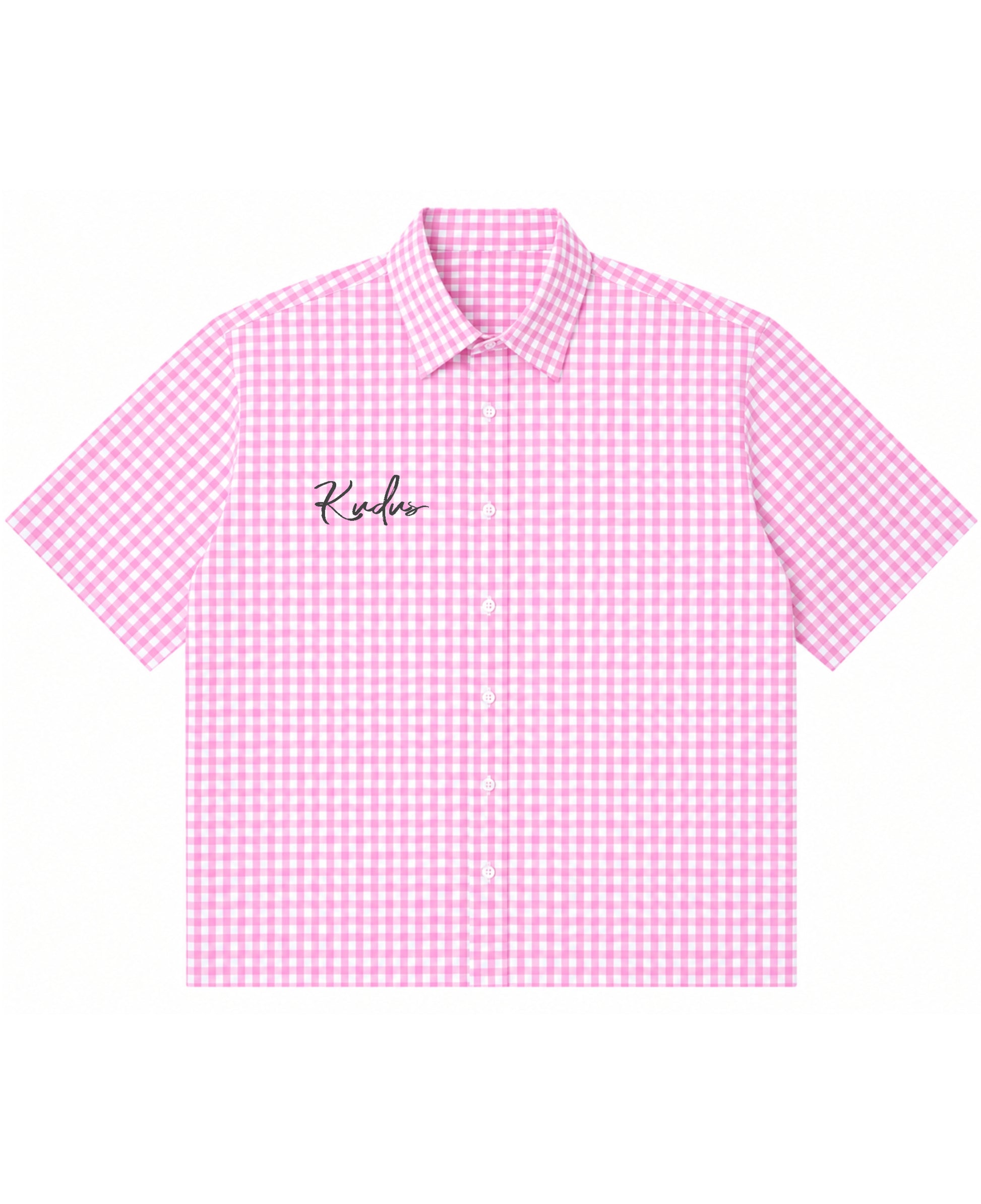 Pink Gingham Oxford Boxy Shirt Front Design