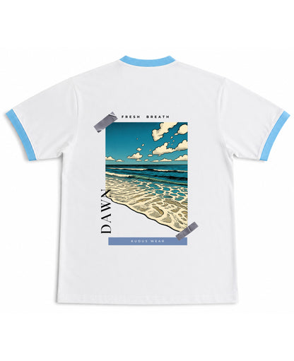 White & Sky Blue Ringer tee Back Design