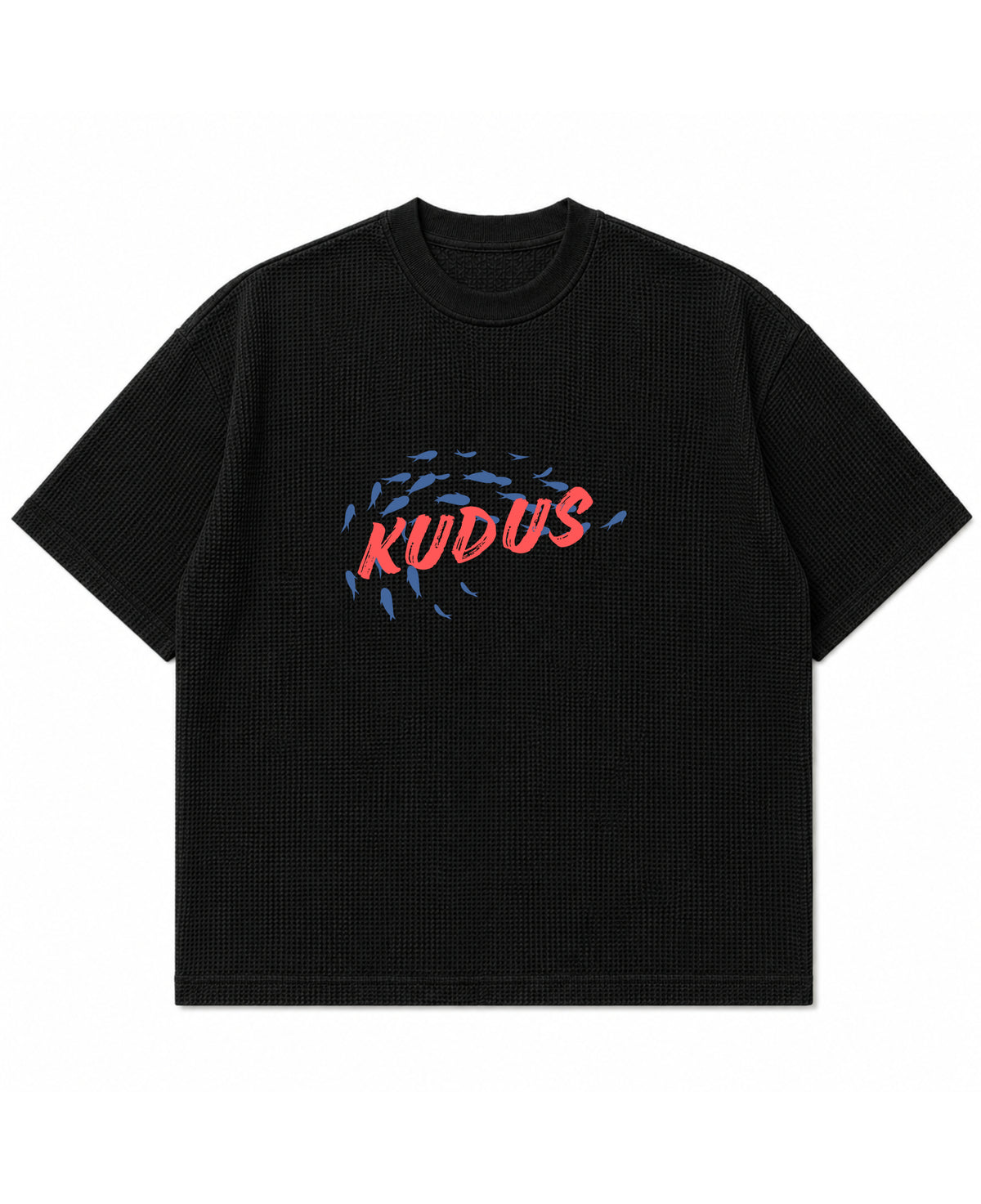 Black waffle boxy fit Front Design