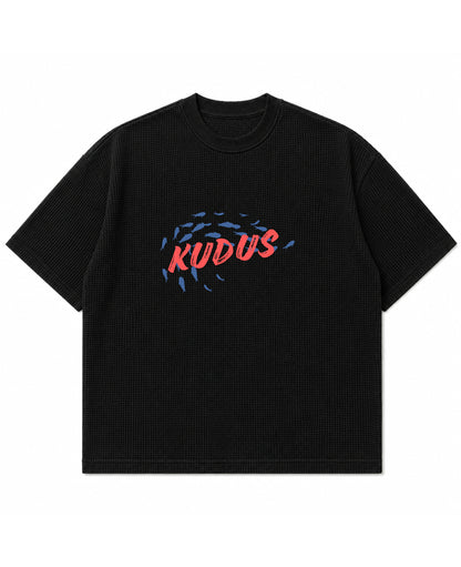 Black waffle boxy fit Front Design