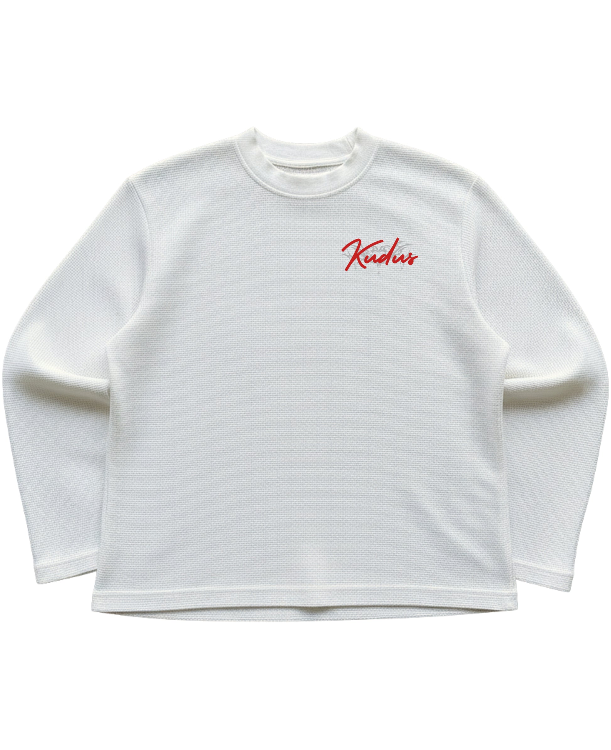 Off-white waffle knit oversized full-sleeve Front Design