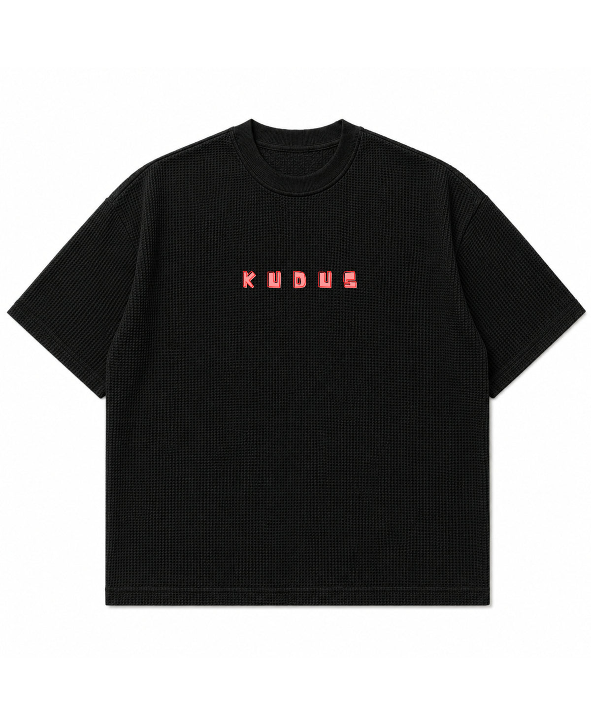 Black waffle boxy fit Front Design