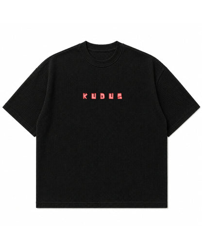 Black waffle boxy fit Front Design