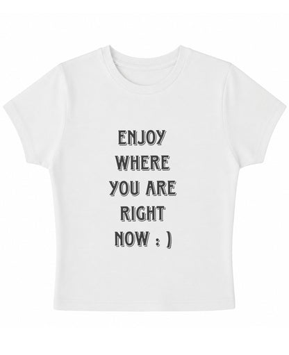 White Baby Tee Front Design