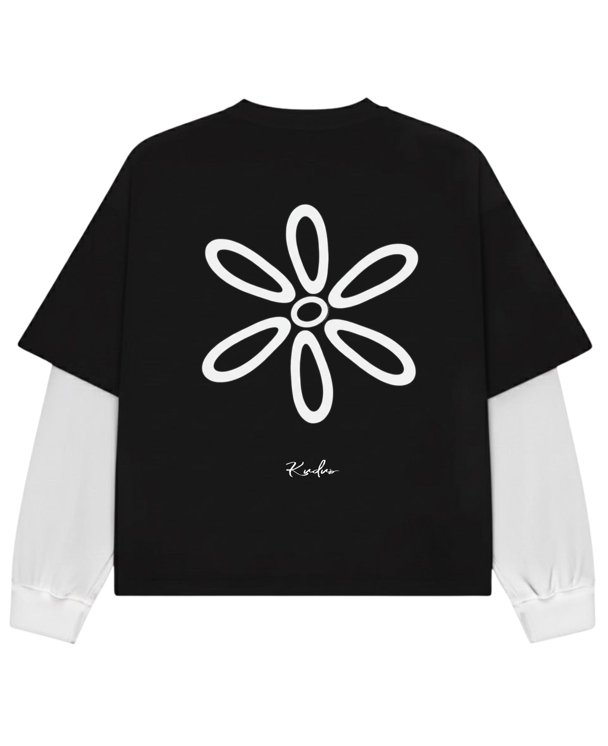 Black With White Sleeve Oversized Tee Back Design