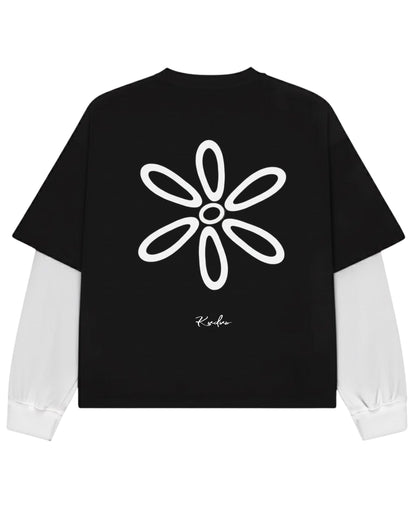 Black With White Sleeve Oversized Tee Back Design