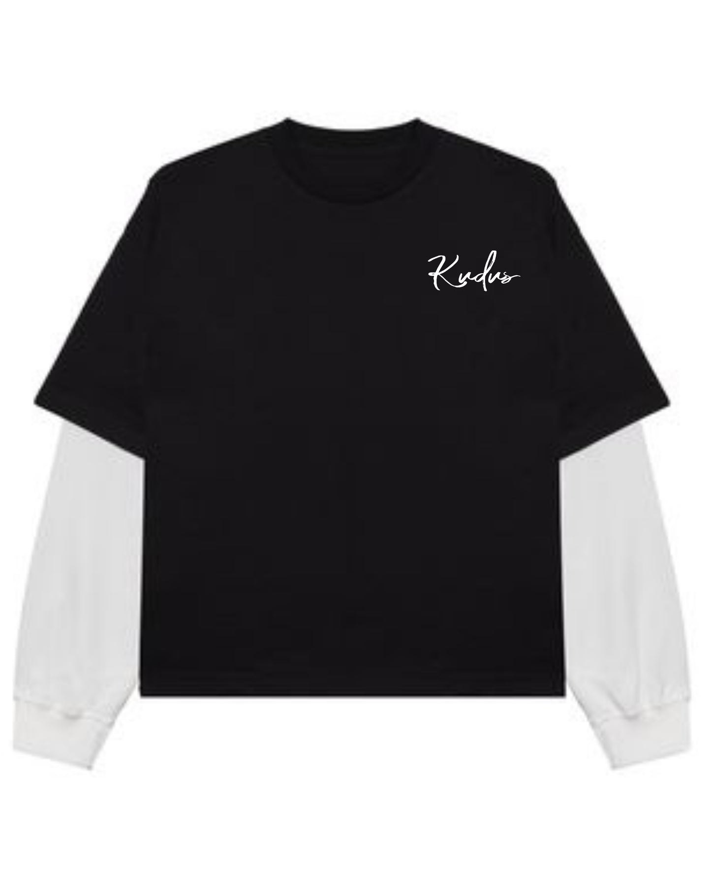 Black With White Sleeve Oversized Tee Front Design