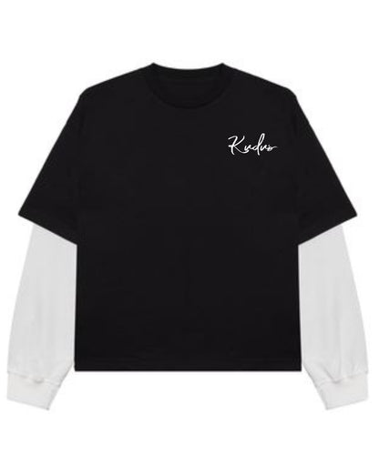 Black With White Sleeve Oversized Tee Front Design