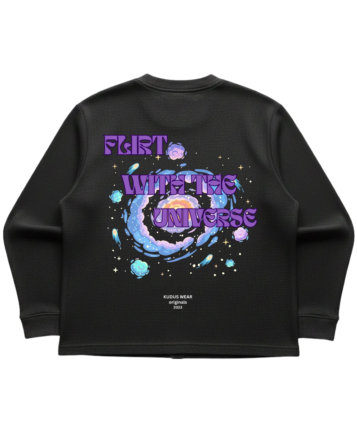Black waffle knit oversized full-sleeve Back Design
